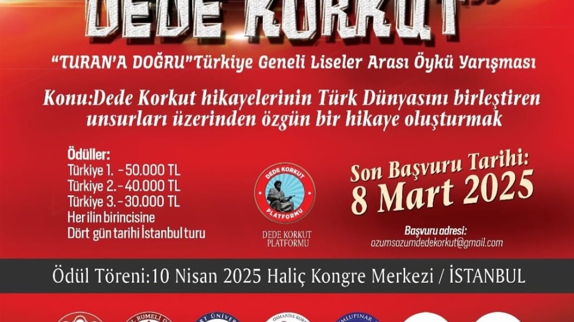 DUYURU!!  Özüm Sözüm Dede Korkut Liseler Arası Öykü Yarışması 